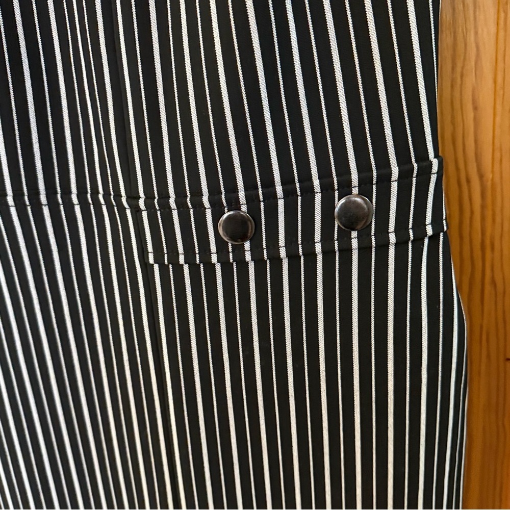 Banana Republic Career Midi Dress Sz 0 Stretch Stripe Short Sleeve Black NEW - Picture 4 of 8